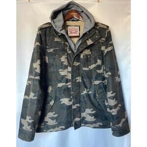 Levi's Men's Camouflage Military Jacket with Grey Hoodie Liner Size Large
